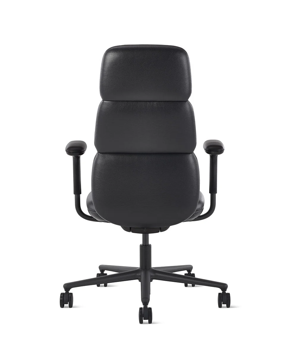 Silla Asari con respaldo alto raven en cuero negro - Image 3